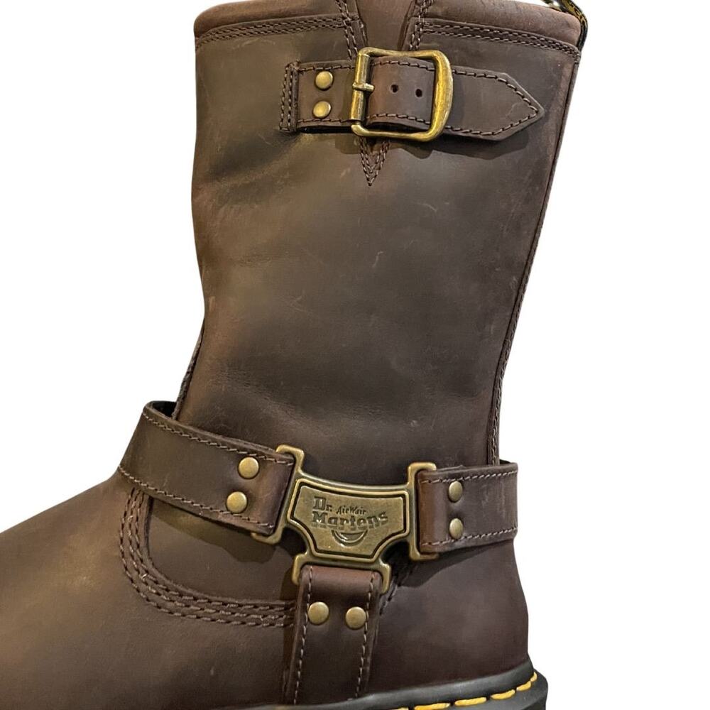 Dr. Martens Airwair Anistone Hi Leather Biker Boots Size Women 7 Motor Punk NWB - Picture 5 of 7